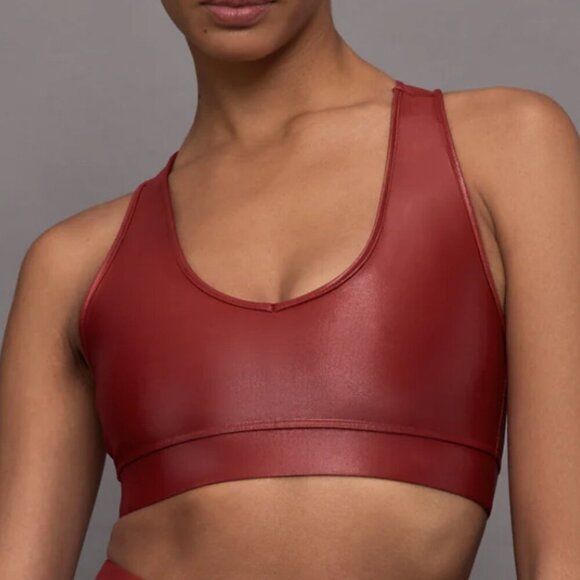 Carbon 38 Action Bra 2.0 Metallic Red Dahlia Racerback Sports Bra Workout sz L - Picture 2 of 11